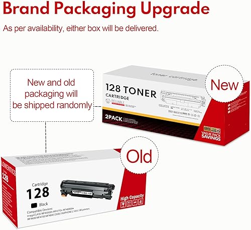 Miniatura 6 de Cartucho de tóner negro 128, paquete de 2 cartuchos de tóner CRG128 de repuesto para impresora Canon 128 Toner ImageClass MF4450 MF4700 MF4800 D500