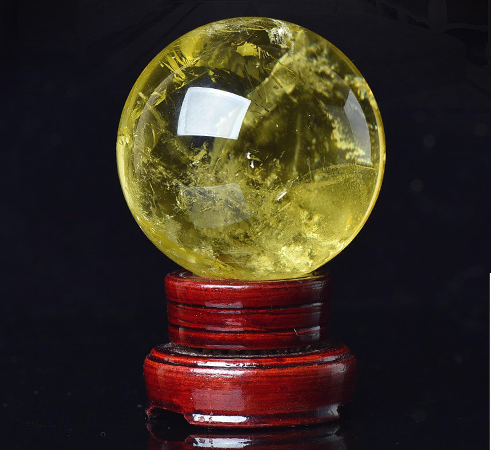 PKNVKZIDK Rough Stone Citrine Crystal Ball Yellow Quartz ore Beautiful, ball-7cm