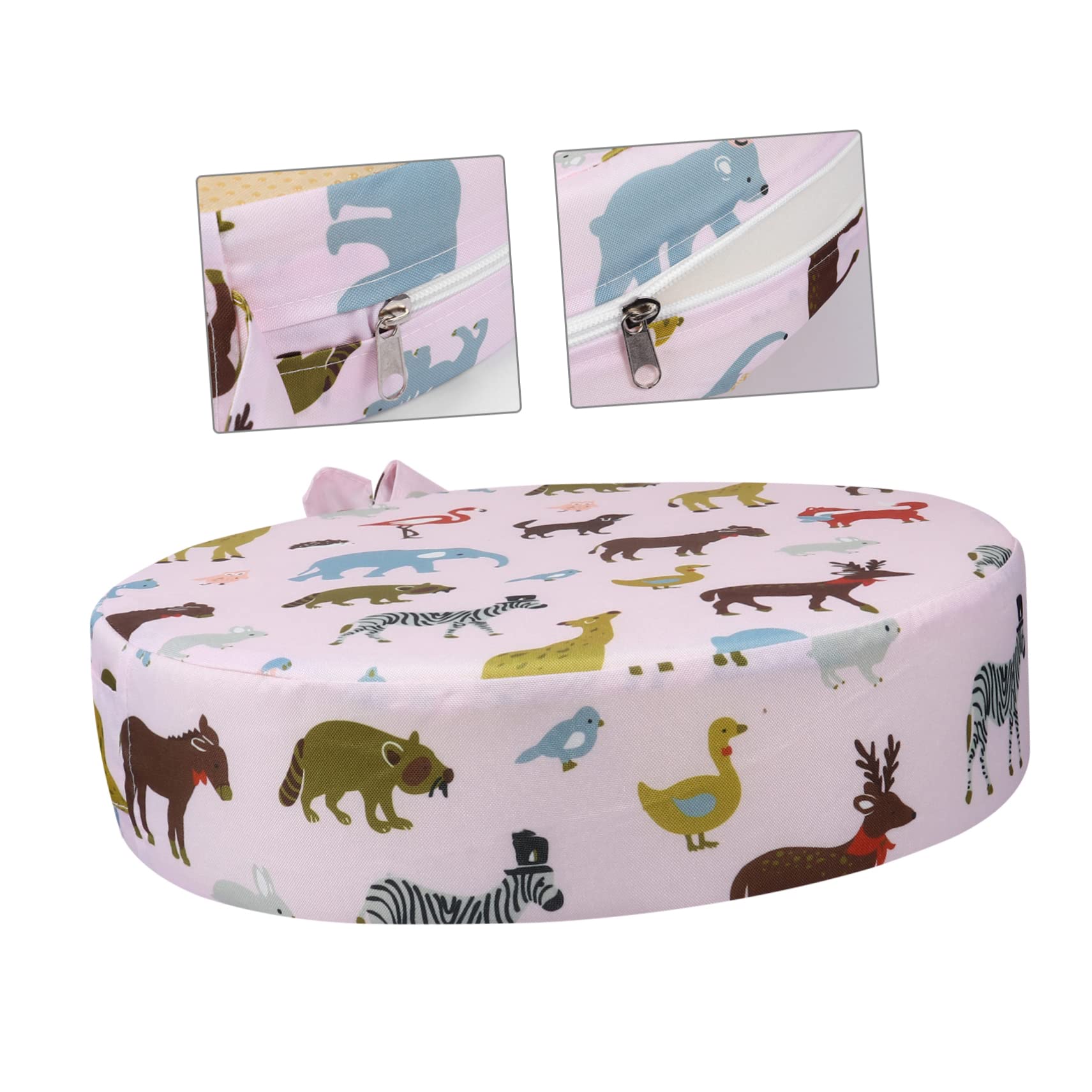 2piezas Cojín Elevador Redondo Para Niño Asiento Acolchado Alta Funda Extraíble y Lavable Para Sillas De Diseño De Animales De Limpiar y Almacenar