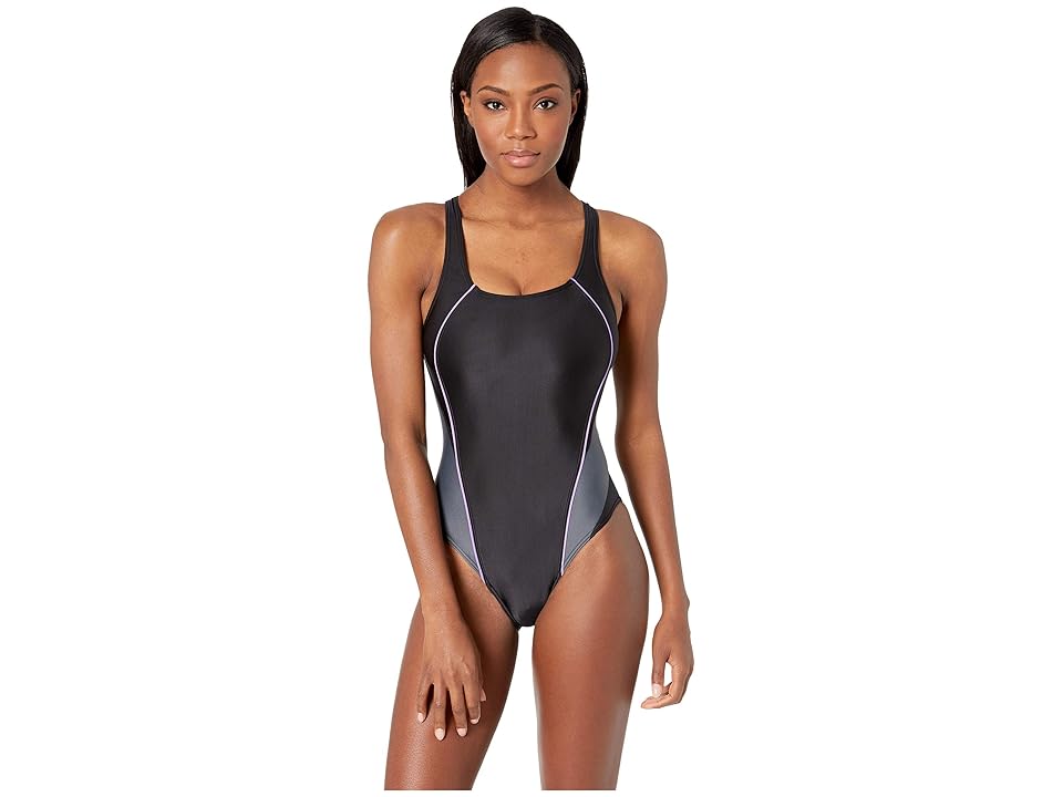

Speedo Solid Pro LT Drop Back One-Piece (Lavender Purple) Women's Swimsuits One Piece, Blue