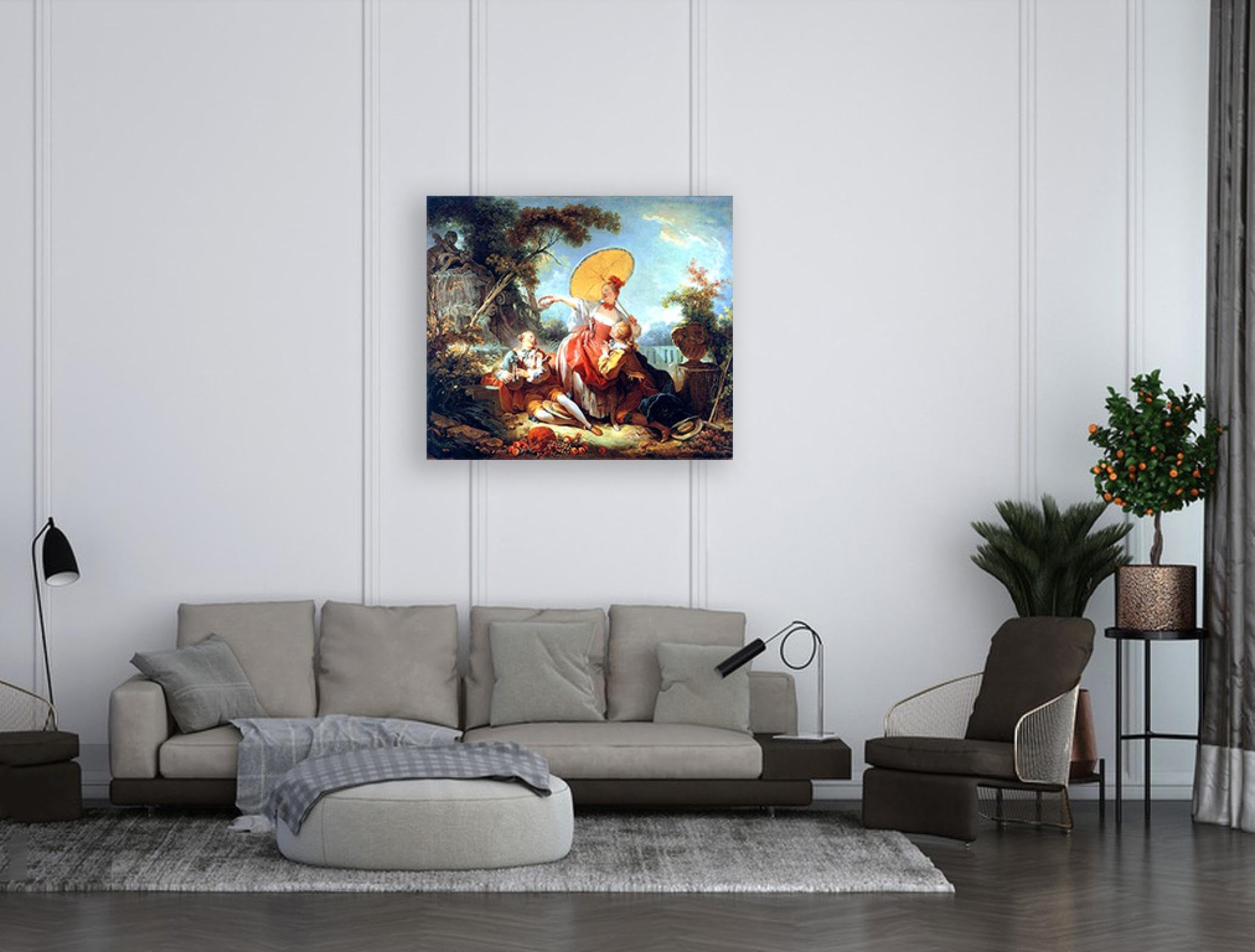 RYLJCZ Jean-Honoré F (Concorso Musicale) Famoso dipinto su tela. Riproduzione d'arte famosa incorniciata.poster romantico per la decorazione del soggiorno 30x35 cm (11,8x13,7) con cornice