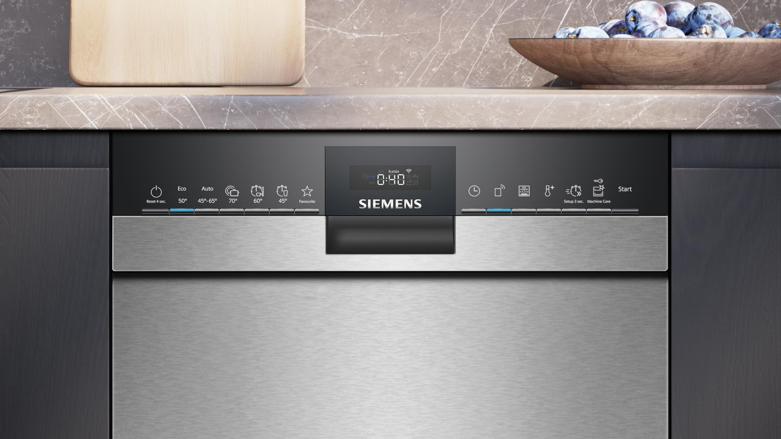 Siemens SR43ES25ME iQ300 - Lavavajillas bajo encimera (45 cm, muy silencioso, VarioSpeed Plus, sistema de cesta varioFlex y cajón vario, autoOpen dry, aquaStop, Home Connect, acero cepillado)