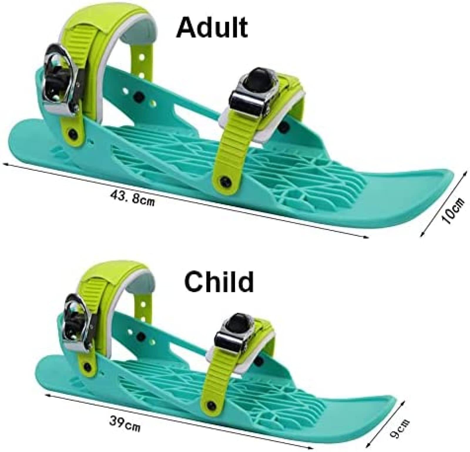 Mini łyżwy narciarskie regulowane - antypoślizgowe narty dla dorosłych na śnieg Skiboard Snowblades - uniwersalne narciarstwo sanki snowboard buty narciarskie, niebieskie, dziecięce