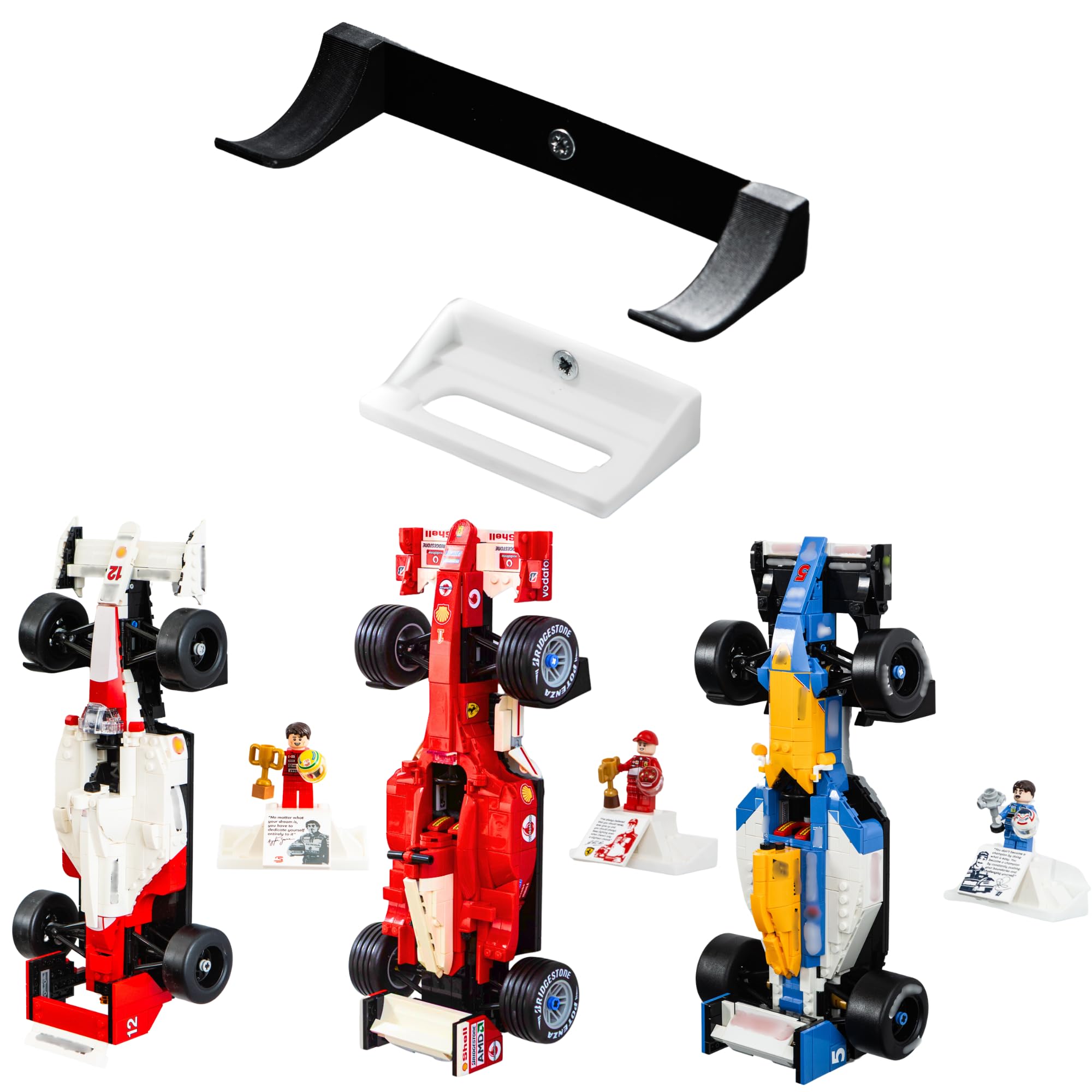 Wall Mount Compatible with LEGO Icons F1 Cars - Compatible With McLaren MP4/4 & Williams FW14B - Ayrton Senna & Nigel Mansell - Models not included