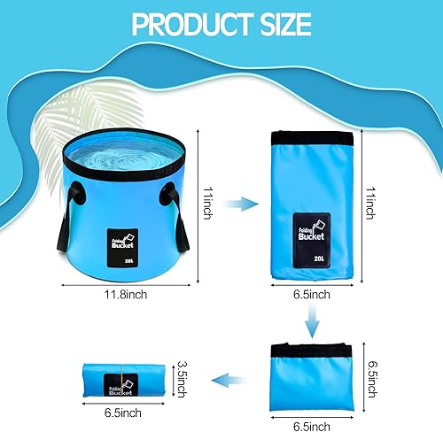 Miniatura 2 de Tessco - Cuchara plegable con asa para acampar de 5 galones, cubo plegable portátil de 20 l, contenedor de agua de campamento para pesca al aire