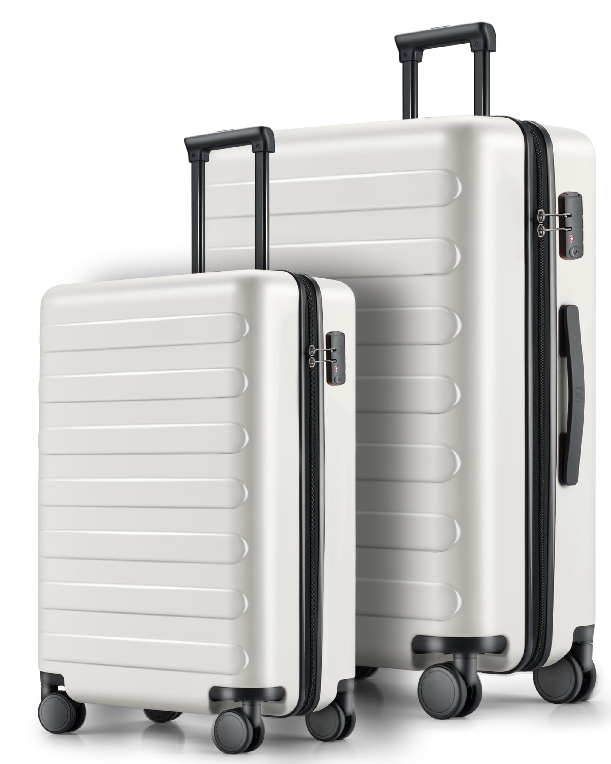 NINETYGOLuggage Sets 2 Piece, Carry On Luggage Airline Approved, Checked Luggage 28 Inch with Spinner Wheels, Lightweight, Hard Shell PC Suitcase Sets, TSA Approved, 20in/28in (White, Rhine Basic)