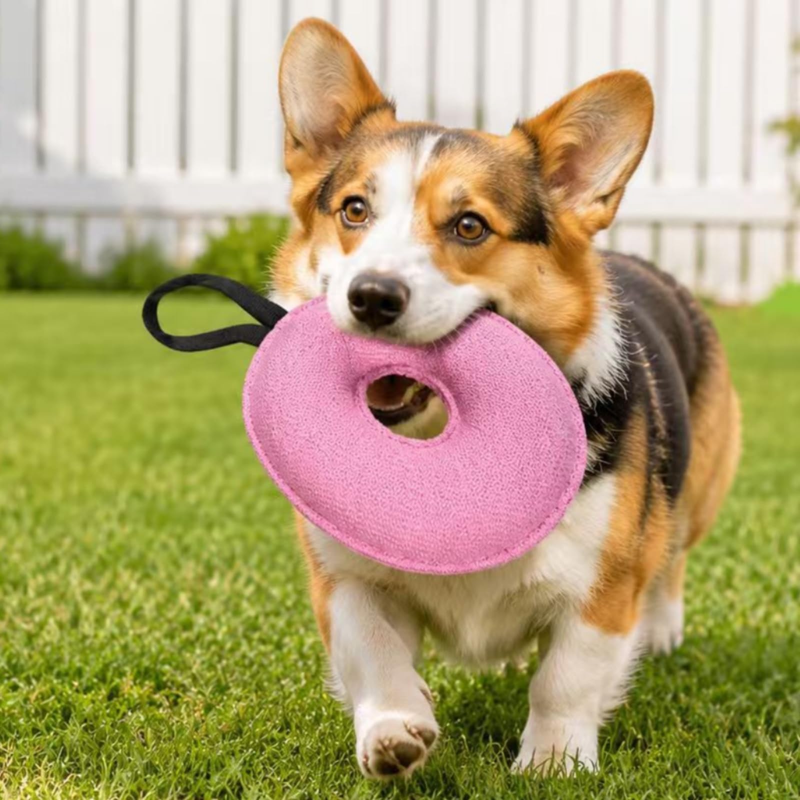 Milageto Dispositivo de Entrenamiento de Mordedor para Perros Anillo O Juguete Acolchado de Poliéster con Asa para Lanzar y Llevar Adecuado para Juego Activo Adiestramiento Viajes Uso Diario 20cm