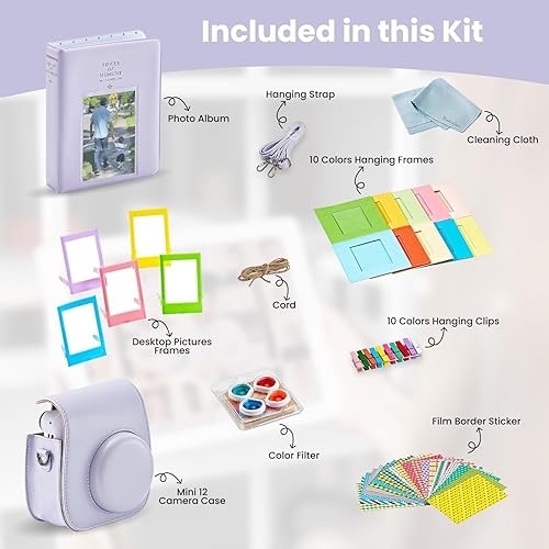 Miniatura 4 de FujiFilm - Paquete de accesorios, incluye álbum de fotos, funda para cámara, correa para cámara, paquete de 60 películas de exposición y paño de