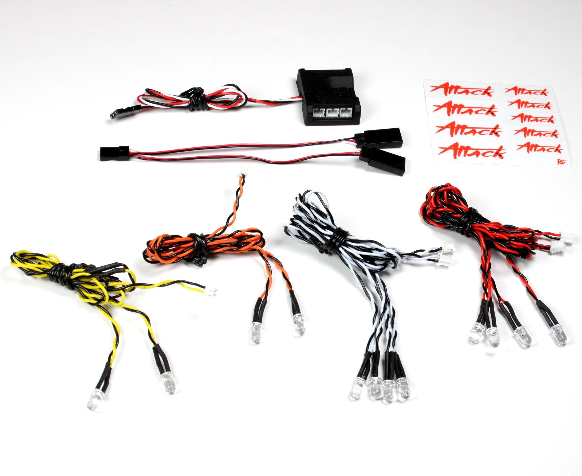 MyTrickRCGenuine - MYK-AB1402 Attack After-Burner 1402- Scale Lighting System with Backfire for RC Vehicles, Backfire Flash Pattern Triggered by Throttle Action, 12 LED Kit