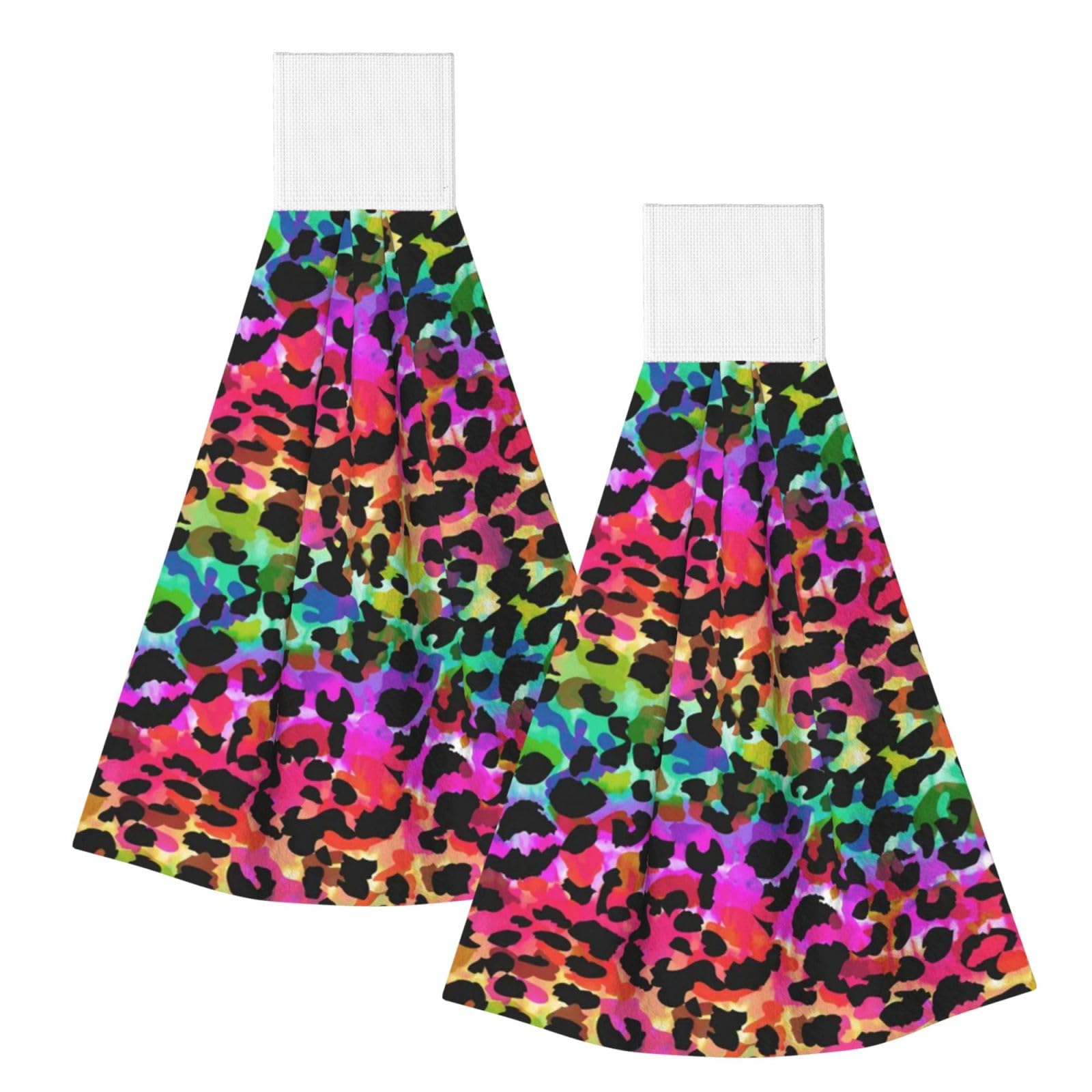 DOPKLNA Bright Animals Watercolor, 2 Pcs Hanging Coral Fiber Hand Towels for Bathroom, Absorbent Kitchen Towels