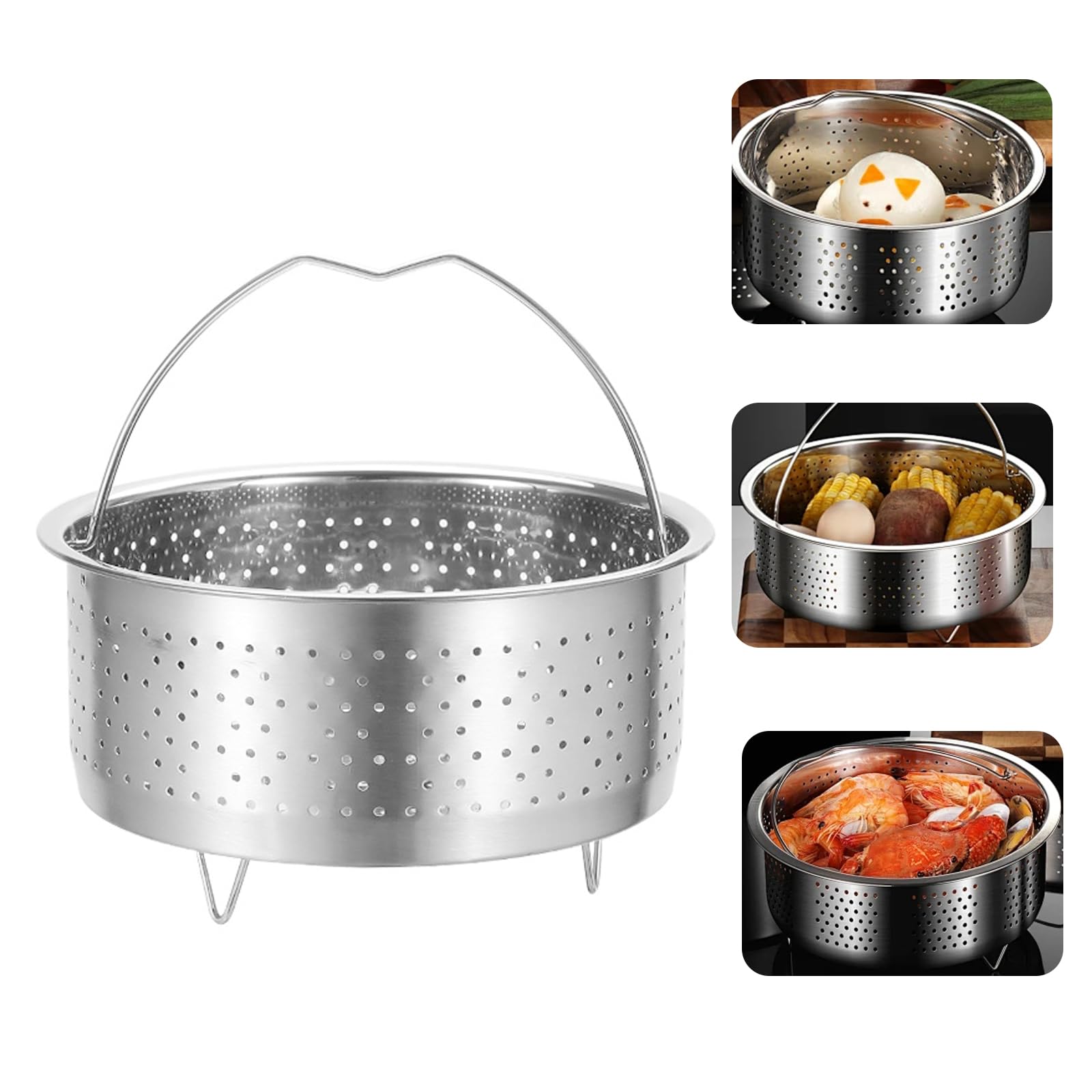 Inserto de acero inoxidable para vaporera, cesta para cocinar al vapor, cesta para cocinar al vapor para ollas, de acero inoxidable, para cocinar al vapor verduras, frutas, huevos y arroz