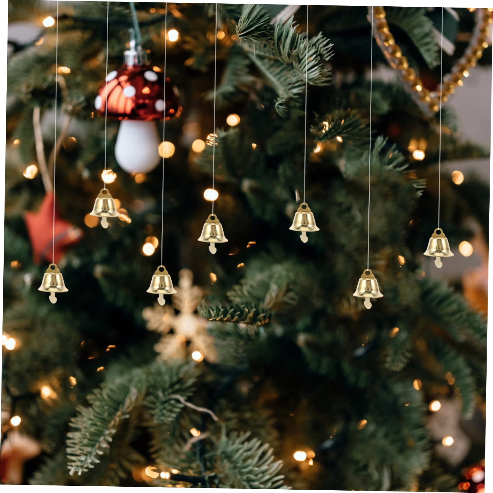 120pezzi Mini Ciondolo Forma di Campana di Natale Ornamento per Albero di Natale Ciondolo Pendente Dorato Accessori Fai da Te per Campanelli Eolici