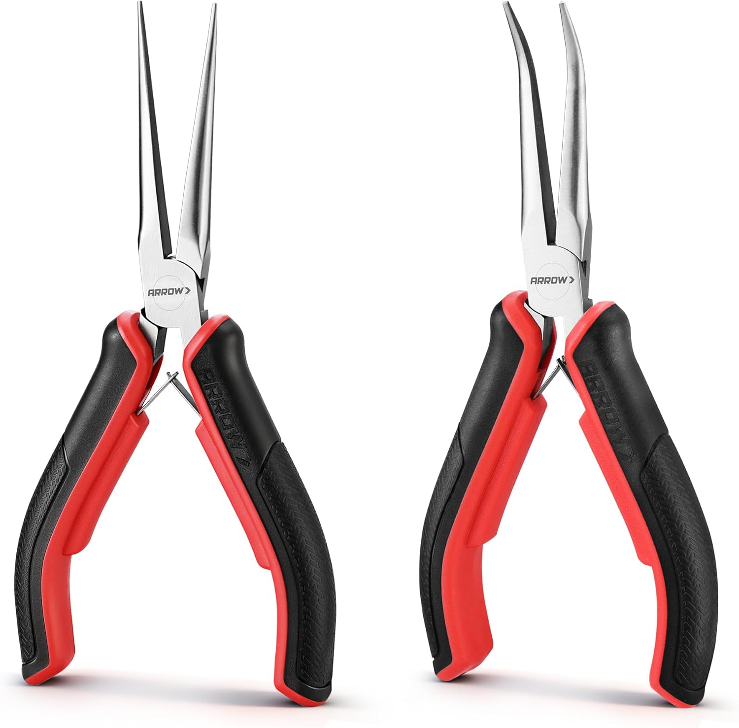 ARROW 2-Piece 6" Needle Nose Pliers Set, Mini Long Nose Pliers & Bent Nose Pliers, Small Needle Nose Pliers for Jewelry Making, Wire Wrapping, Wire Bending Small Object Gripping