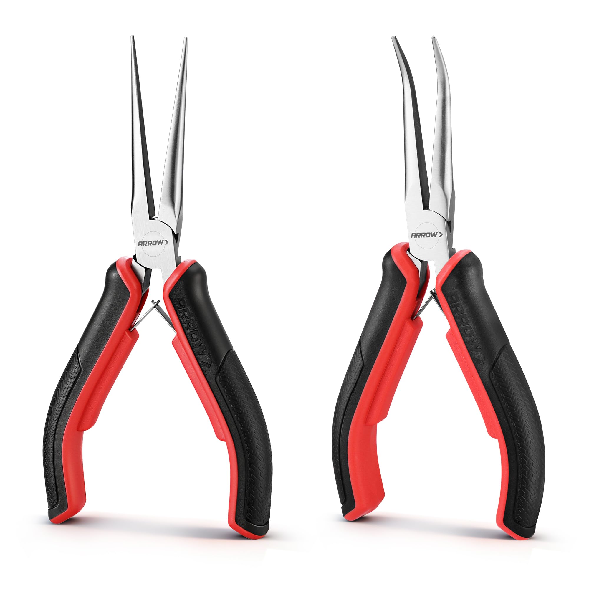 ARROW 2-Piece 6" Needle Nose Pliers Set, Mini Long & Bent Nose Pliers | Small Needle Nose Pliers, Jewelry Making, Wire Wrapping, Wire Bending, Small