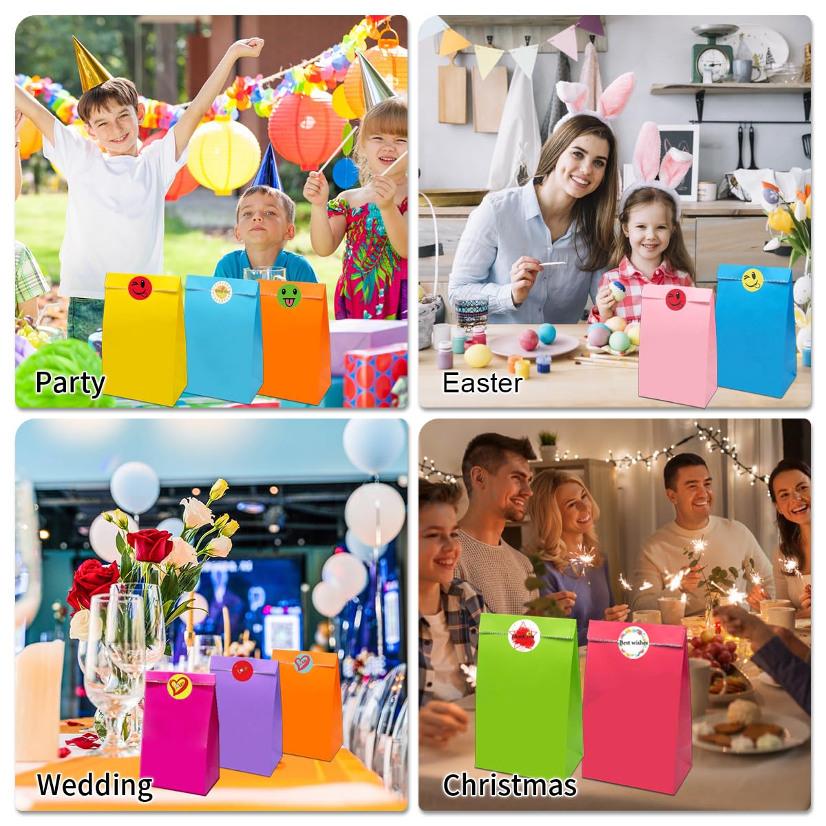 Sacchetti Regalo Di Carta Colorati - Confezione Da 40 Pezzi Con 72 Adesivi | Per Feste E Occasioni Speciali - Foto 4