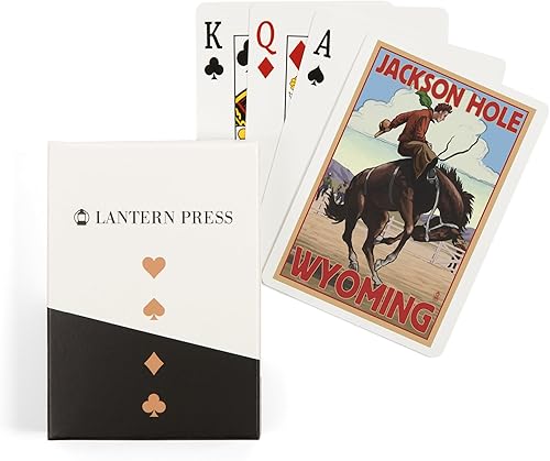 Lantern Press Jackson Hole, Wyoming, Bucking Bronco (52 cartas de juego, baraja de cartas de tamaño póquer con comodines)