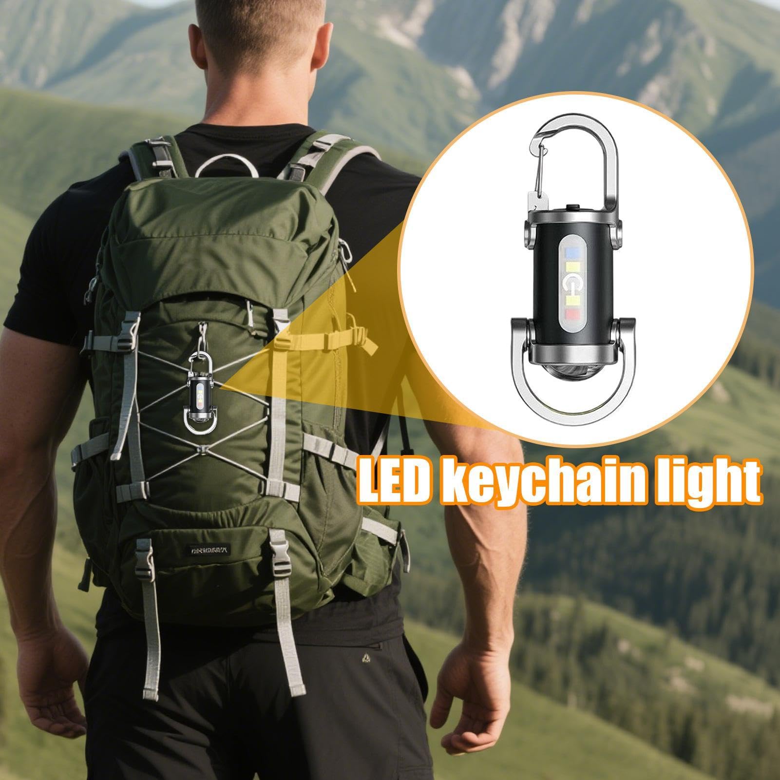 Mini llavero 2 en 1, linterna recargable con luz lateral y cargador de teléfono, linterna portátil pequeña de carga USB, ligera para situaciones de emergencia de camping al aire libre