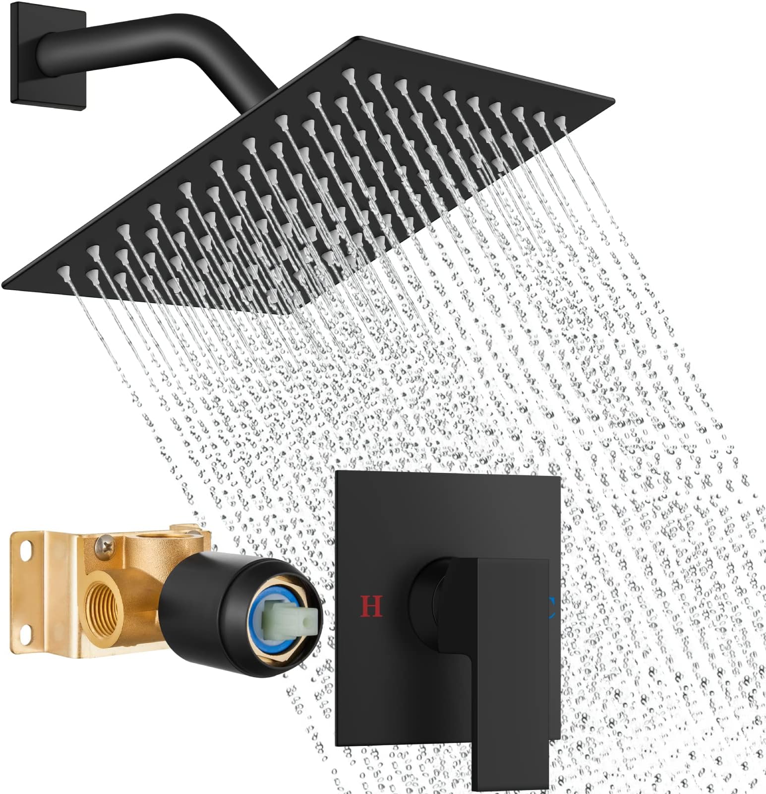 POP Matte Black Shower System Bathroom Luxury Rain Mixer Shower Faucet