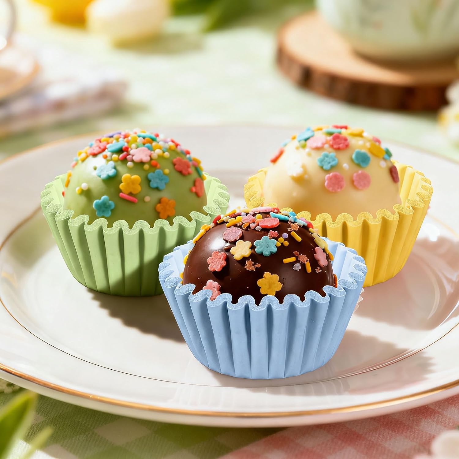 Whaline 500Pcs Pastel Color Mini Cupcake Liners Paper Baking Cups Disposable Muffin Wrappers for Spring Easter Wedding Birthday Party Supplies Table Decor image 5