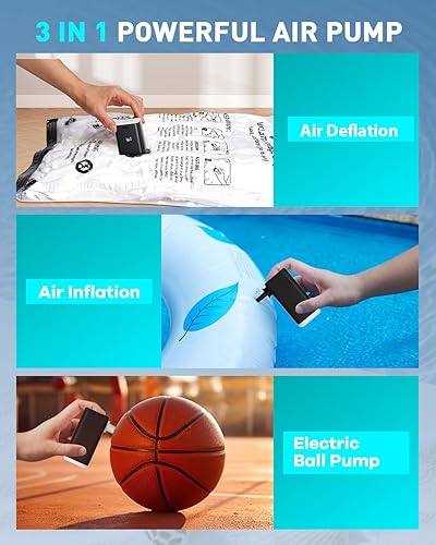 Miniatura 2 de Bomba de aire para inflables, mini bomba de aire eléctrica portátil para flotadores de piscina, anillos de natación, almohadillas de dormir, bolsas