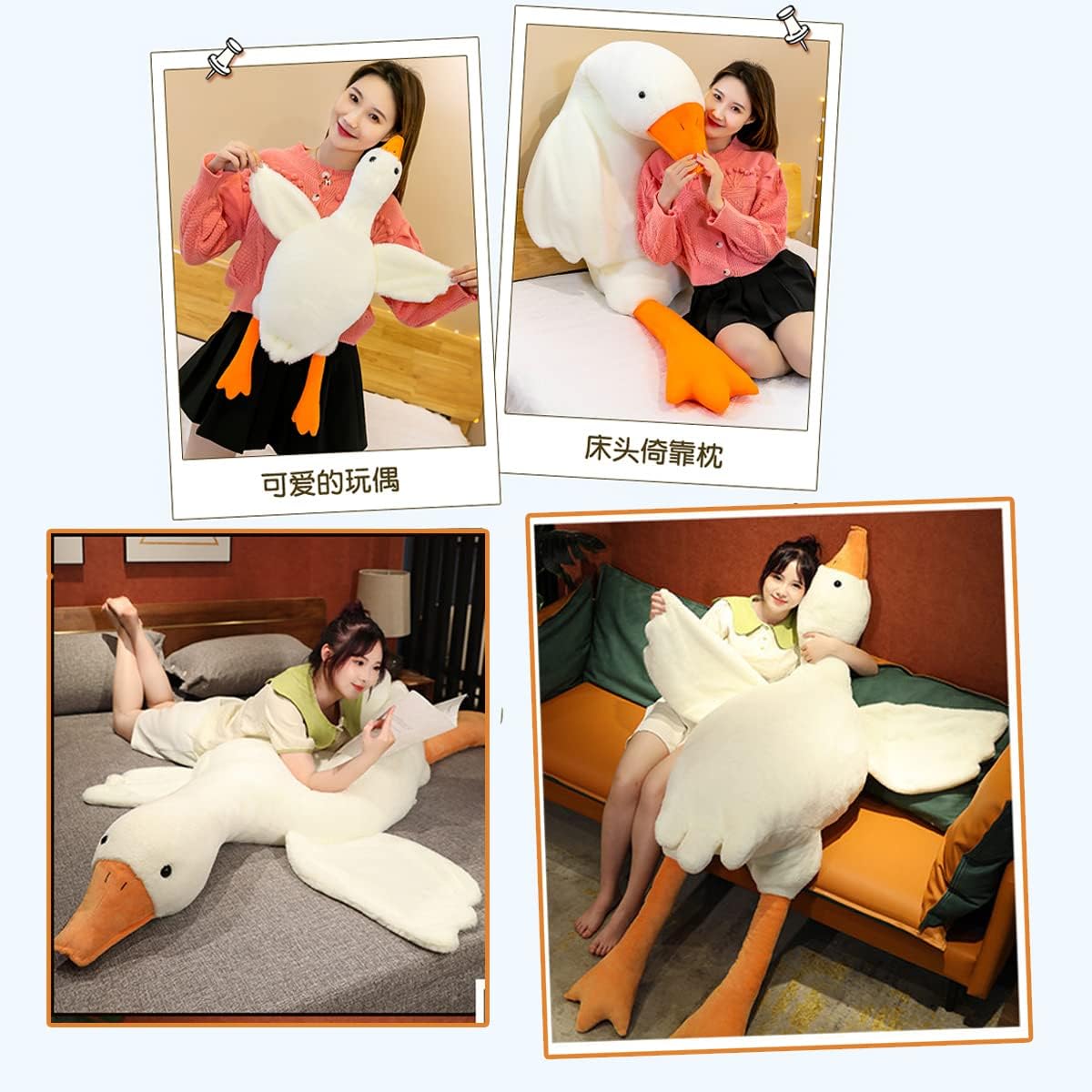 33.5 Inches Goose Stuffed Animal Stuffed Goose Plush White Swan Throw Pillow Toy (White, 33.5")
