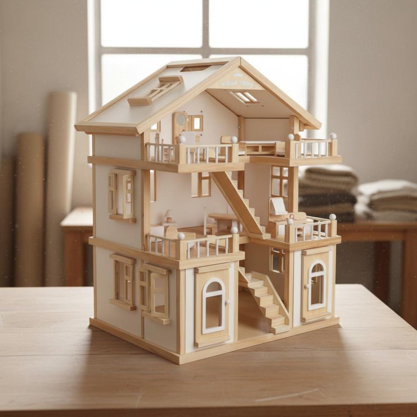 Casa Delle Bambole in Gioco Casa Principessa Casetta Giocoset per Bambini con Spazi Condivisibili E Componenti Apribili Adatta a Gioco Collaborativo, Bianco