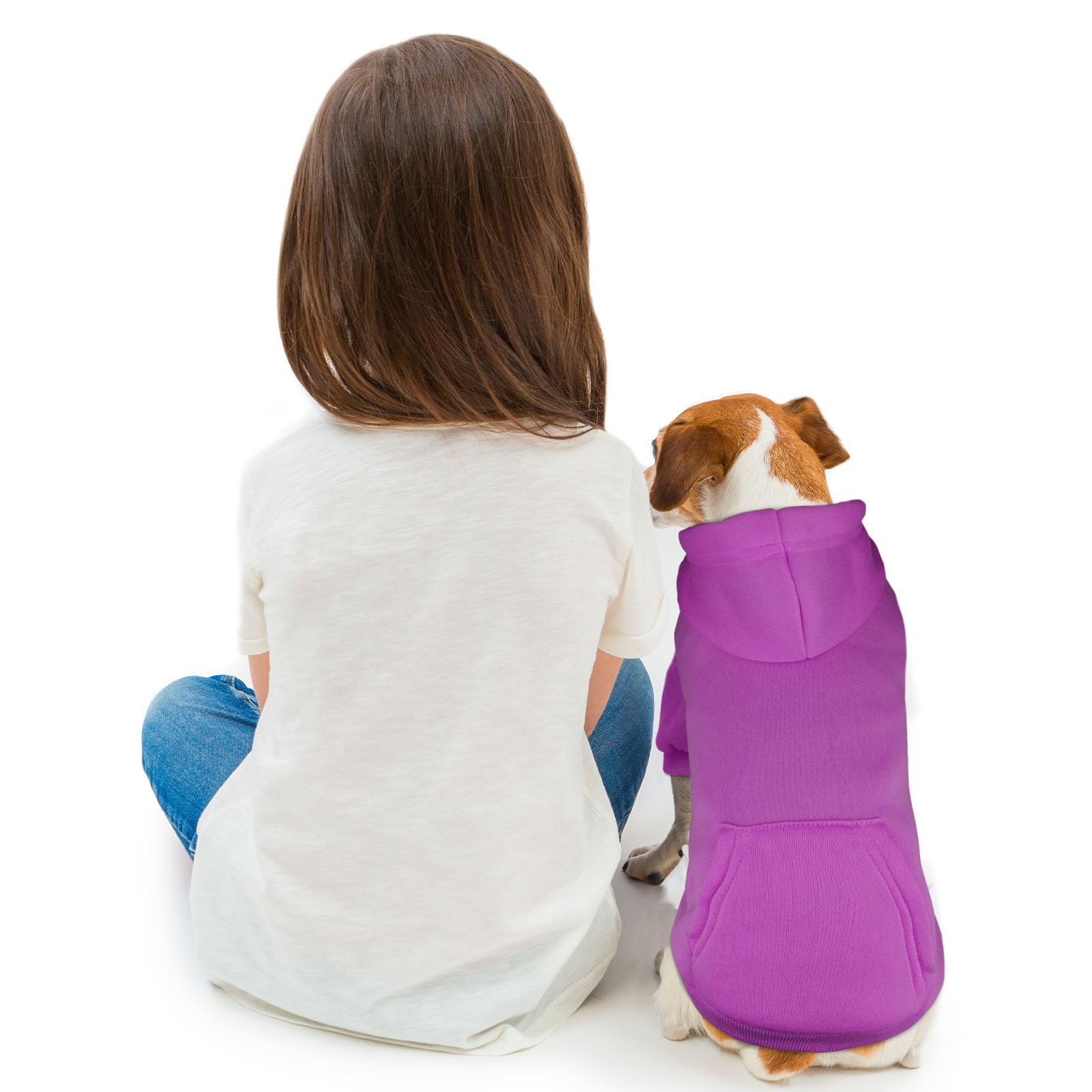Hundepullover für mittelgroße Hunde, Hundepullover, solide, weich, gebürstetes Fleece, Hunde-Kapuzenpullover mit Tasche (Lila, M)