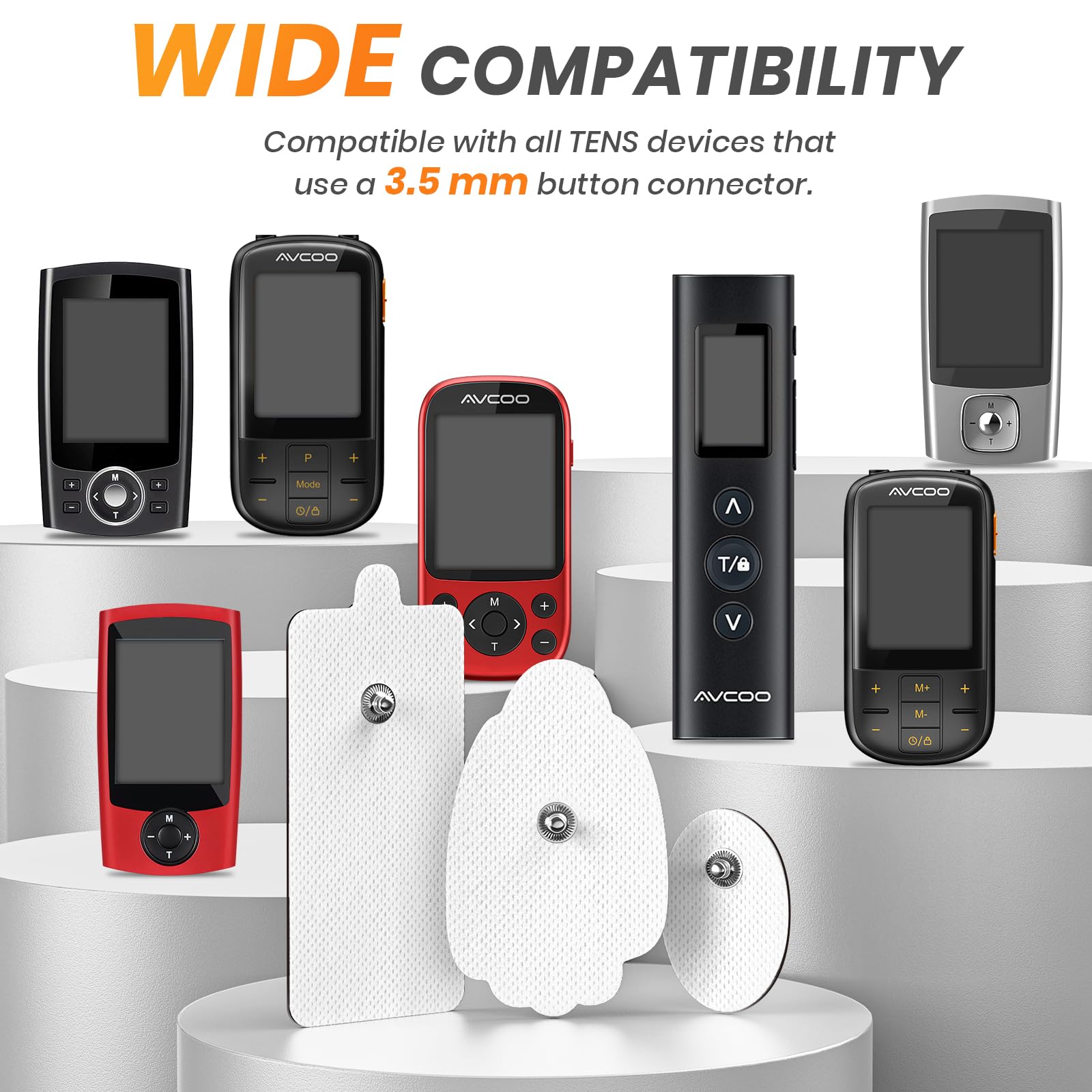AVCOO TENS Unit Pads Combination Set 20 Pcs, Latex-Free, 50 Times of Use — Amazon image 2