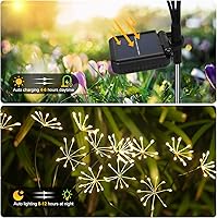Vista 6 de Solar Garden Lights 2 Pack Twinkling Solar Firework Lights with 2 Modes 120LED, Solar-Powered Light for Outside Yard Pathway Garden Decor Outdoor