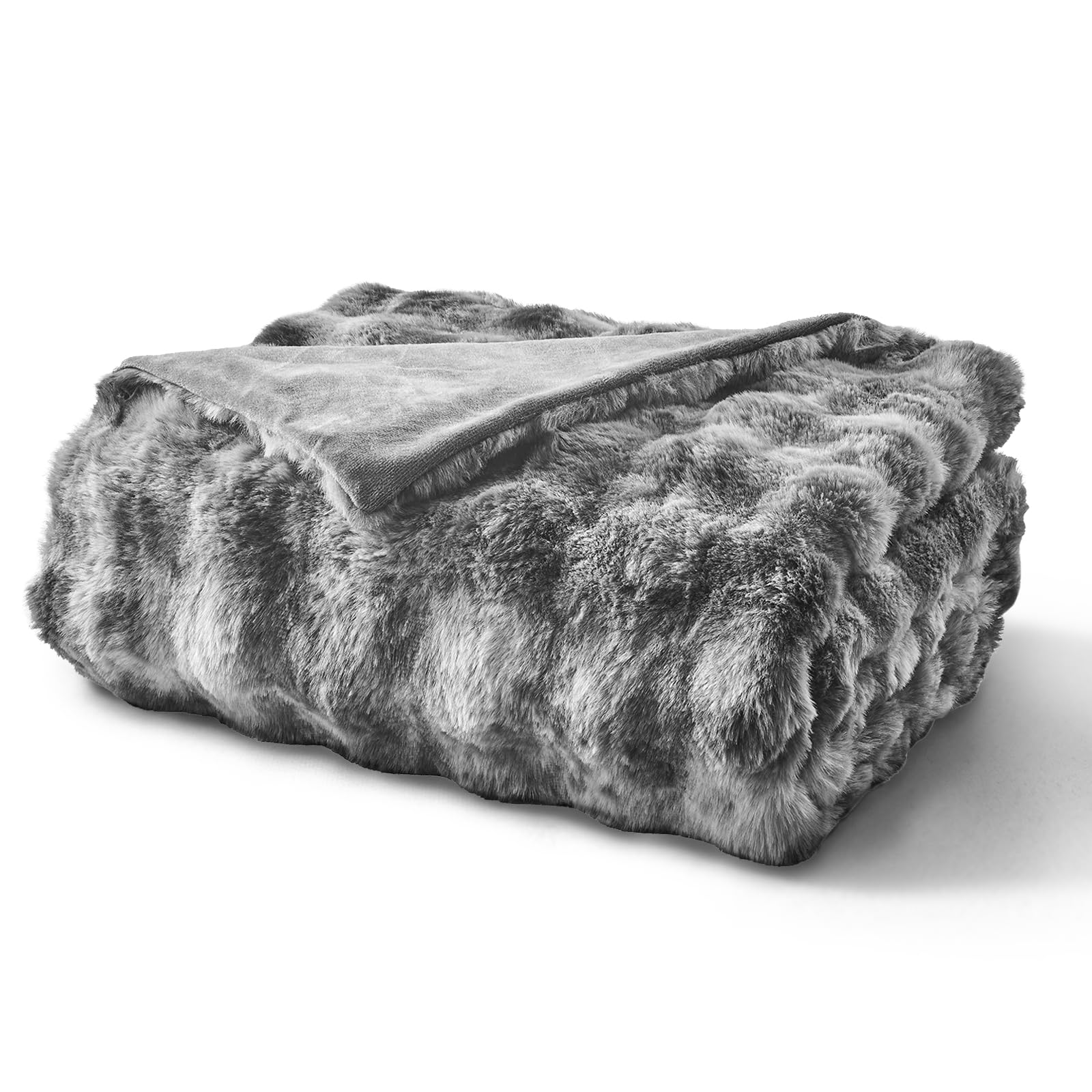 EMME Faux Rabbit Fur Throw for Sofa,Luxury Bubble Blanket for Bed 130 x 150 — image 1