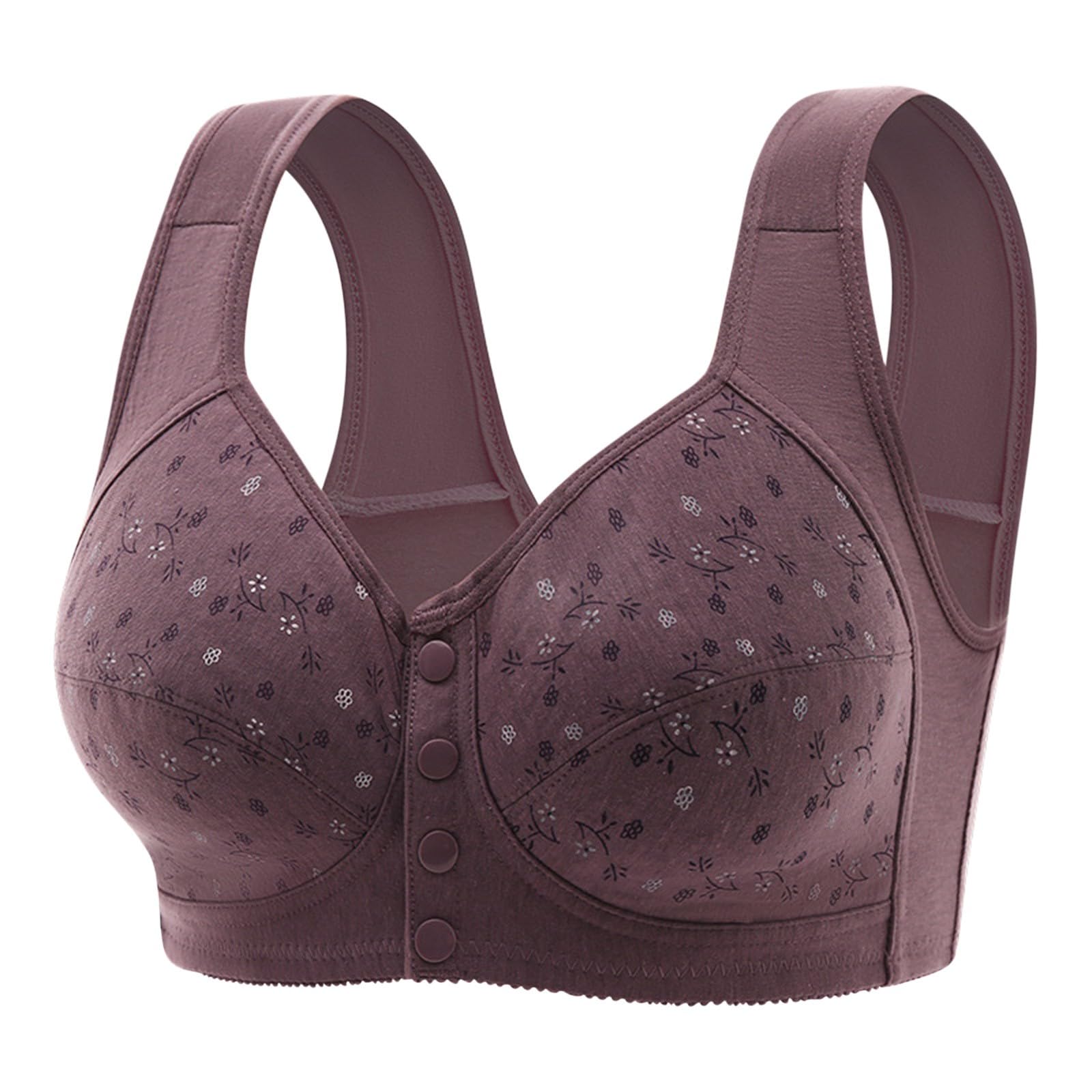 Womens Daisy Bras for Seniors Front Closure Plus Size Bra Wireless Push Up Full Figure Wirefree Comfortable Lingerie