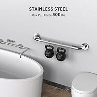 Vista 3 de ZUEXT - Paquete de 2 manijas antideslizantes para regadera de 24 pulgadas, barra de equilibrio de baño moleteada de acero inoxidable cromado