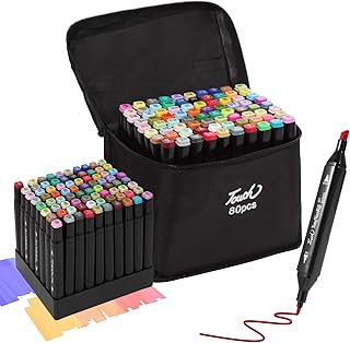 80 Colors Dual Tips Alcohol Markers, Art Markers Pens with Pen Holder, Permanent Sketch Markers Set for Kids Adults Coloring,Painting, Sketching, Illustrations