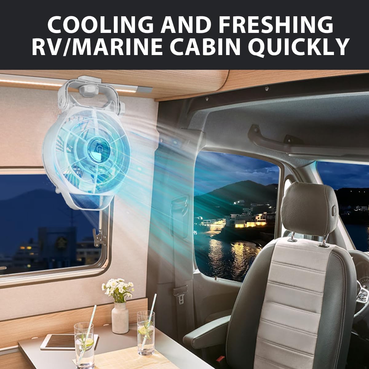 TN TONNY DC 12V Marine Fan, Quiet 6 Inch Cabin Fan For Marine、RV and Truck,Screw Mounted And Low-Power Draw