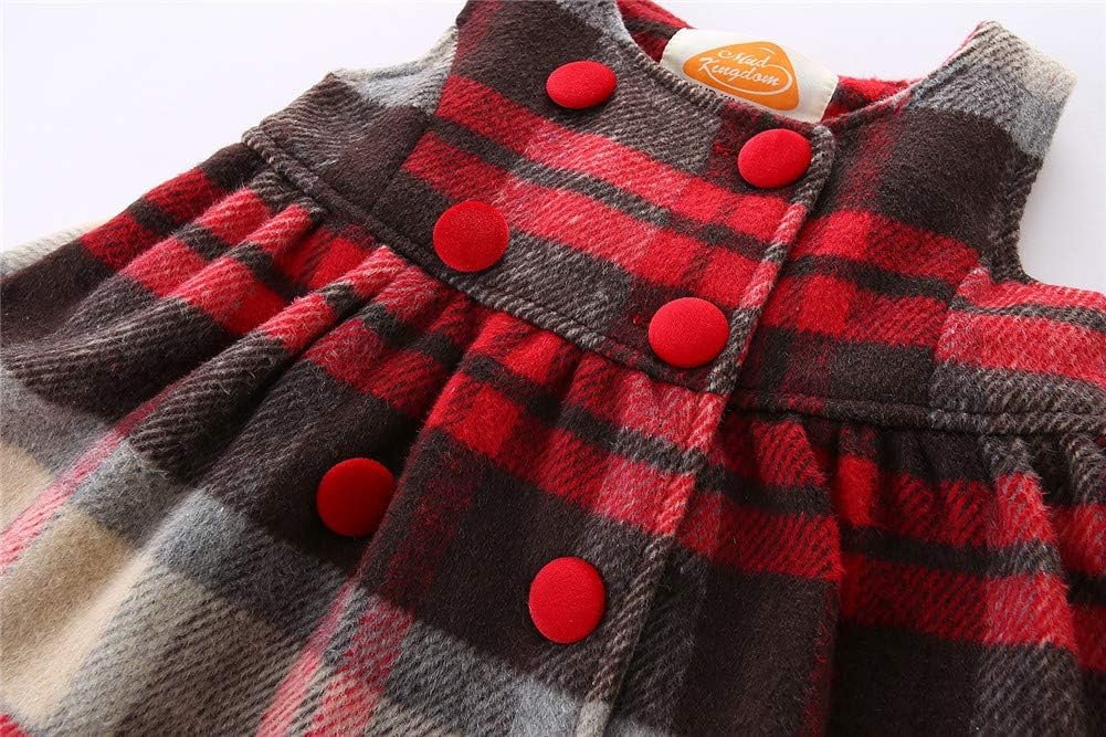 Mud Kingdom Little Girls Sleeveless Dress Plaid Faux Wool Holiday Merry Christmas Loose Fit Cute Bow - Image 6