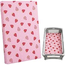 Viviland Toddler Mattress, 38" X 26" Pack N Play Mattress Premium Soft Foam Portable for Pack and Play Topper, Breathable, Comfortable and Stable, Pink Strawberry Printed Mini Pad for Baby Mattresses