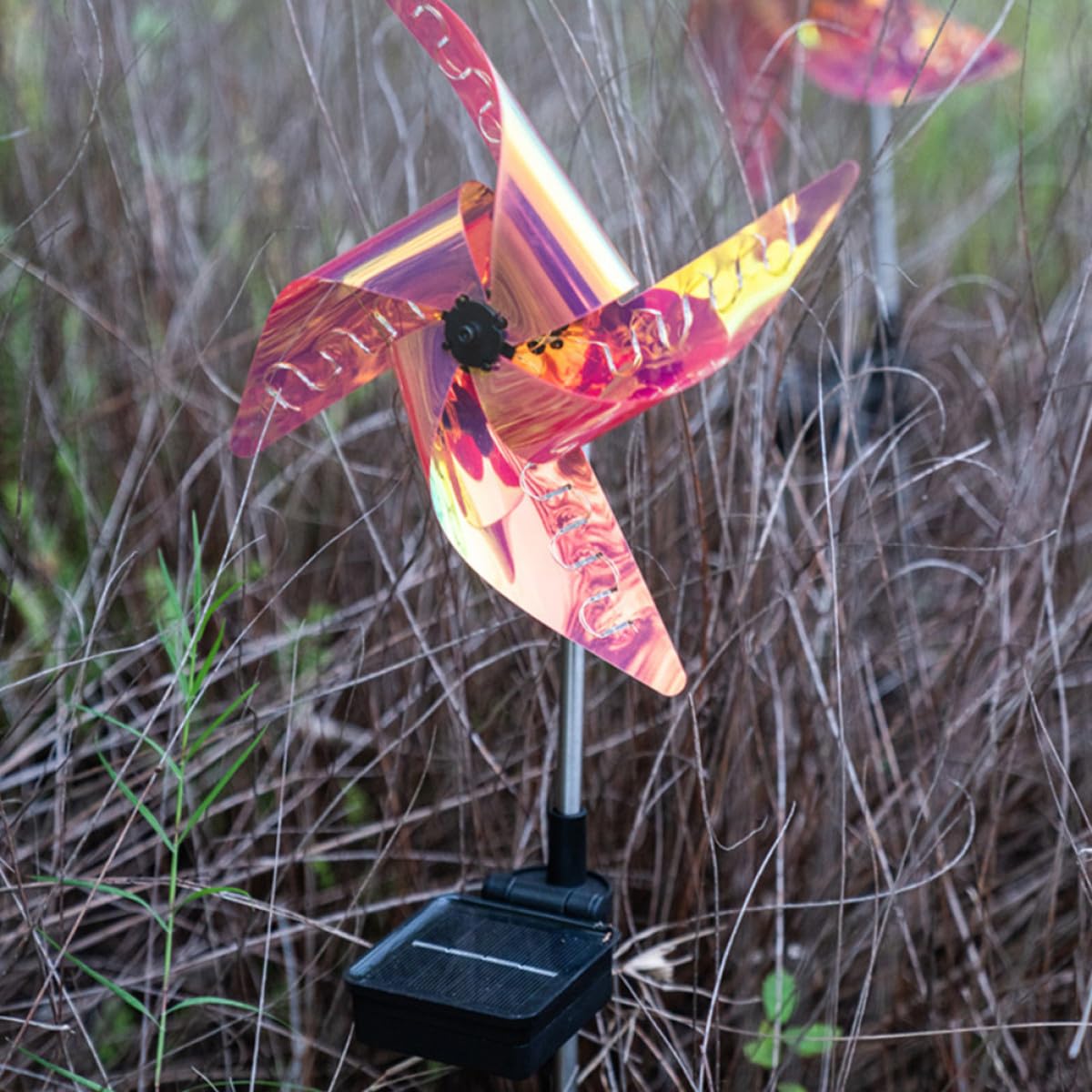 DOITOOL Luces Solares para Jardín Carga Solar en Forma de Molino de Viento, 2 Piezas Instalación Sencilla, Luz Decorativa para Patio y Jardín Exterior