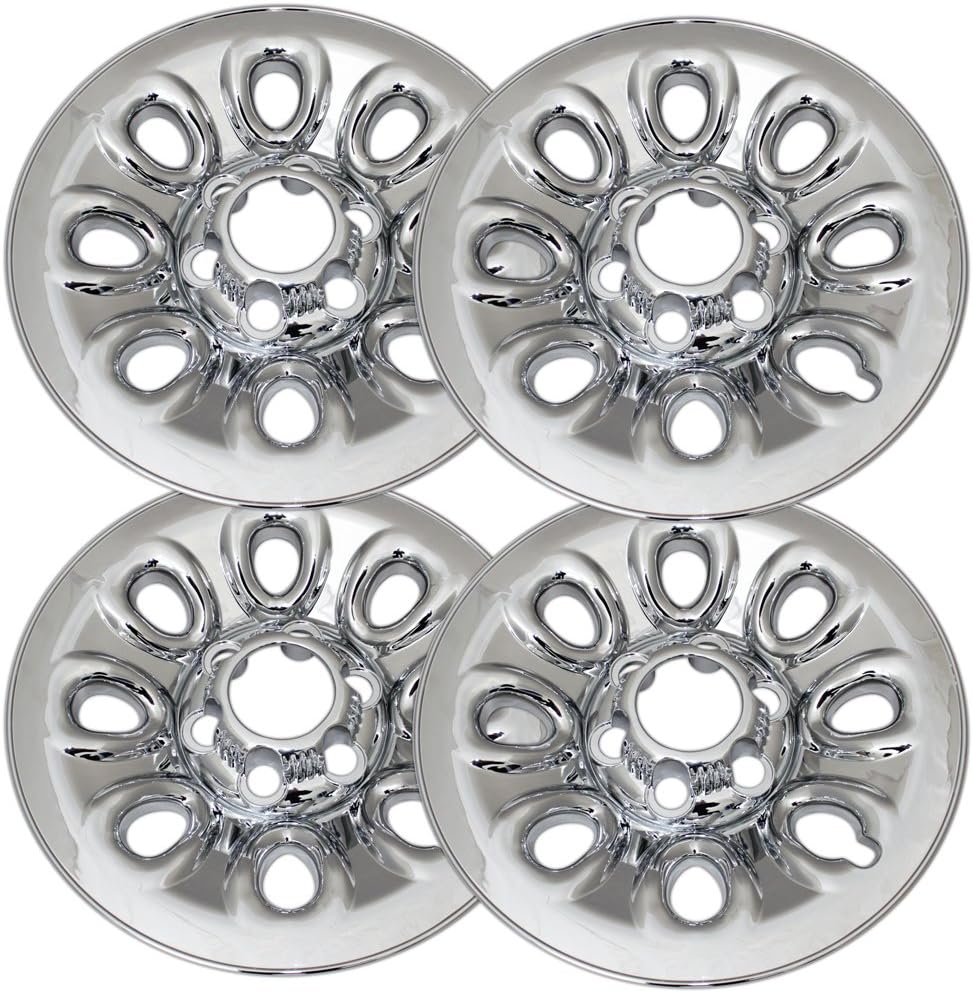 OxGord 17 inch Wheel Skins for 2001-2013 Chevy Avalanche (Set of 4) Impostor Wheel Covers for 17 inch Chrome ABS Wheels- Auto Tire Replacement Exterior Cap Cover