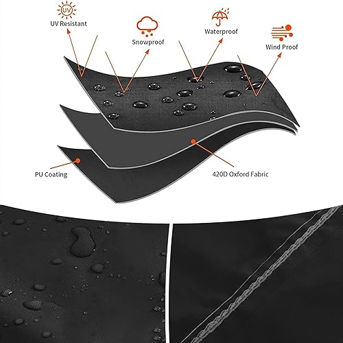 Miniatura 7 de HUHJYUGE Funda impermeable para muebles de exterior, 112 pulgadas de largo x 61 pulgadas de ancho x 31 pulgadas de alto, resistente al viento, funda