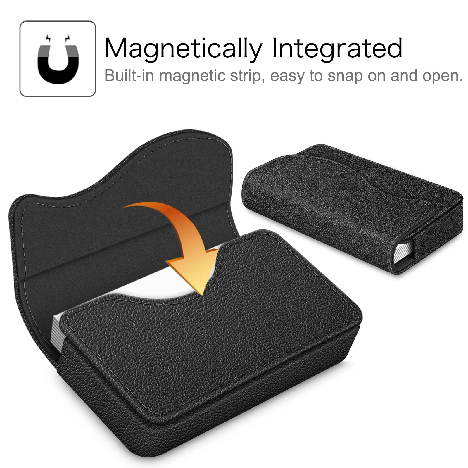 FINTIE Tarjetero de Comercial/Cartera de Tarjeta Crédito - Universal Organizador Tarjeta Exterior Sintético con Cierre Magnético, (*Negro)