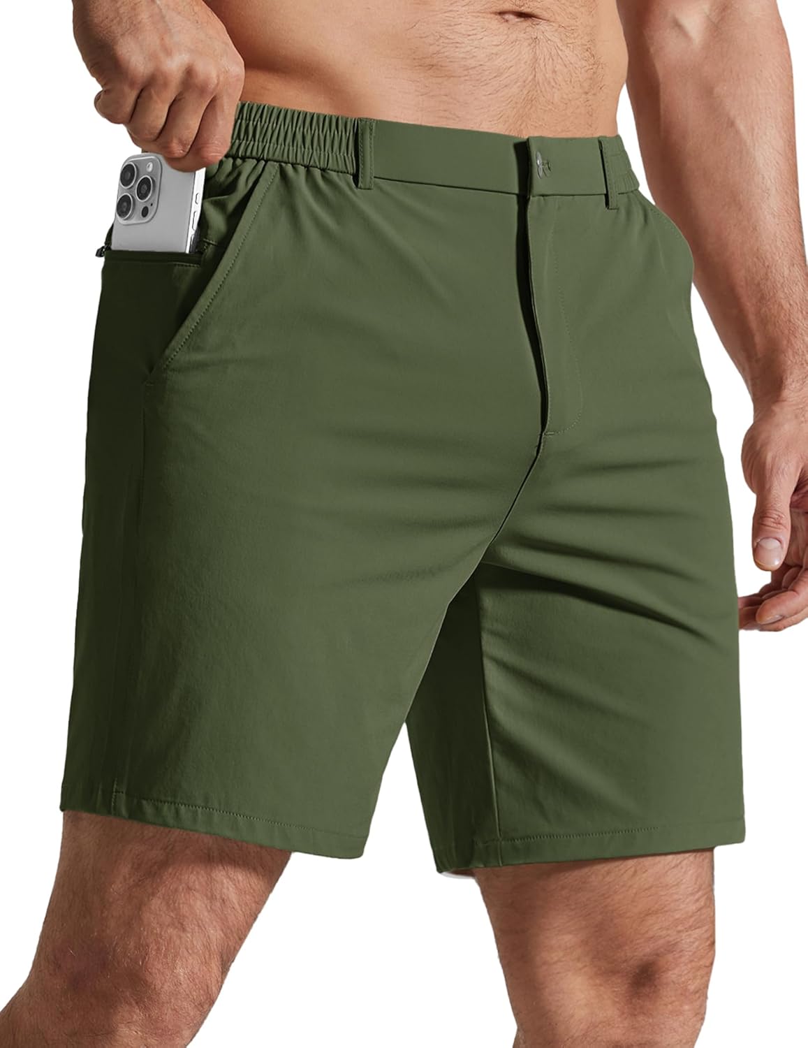 COOFANDY Mens Golf Shorts 7" Inseam Lightweight Quick Dry Shorts Elastic Waistband with 3 Pockets UPF50