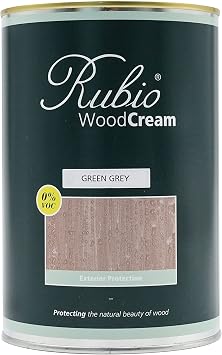 Rubio Monocoat WoodCream 200 ft2 | Wax-Based & Water-Repellent Wood Cream for Vertical Exterior Surfaces | 1 L, Green Grey
