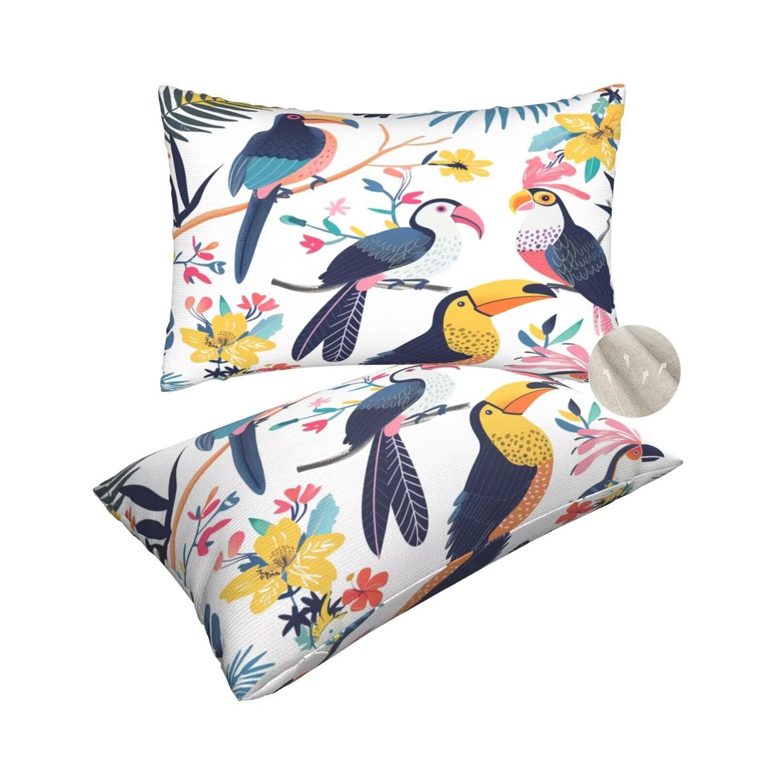Housse de coussin 60x80 cm lot de 2 rectangulaire à motifs rayures et fleurs zt308
