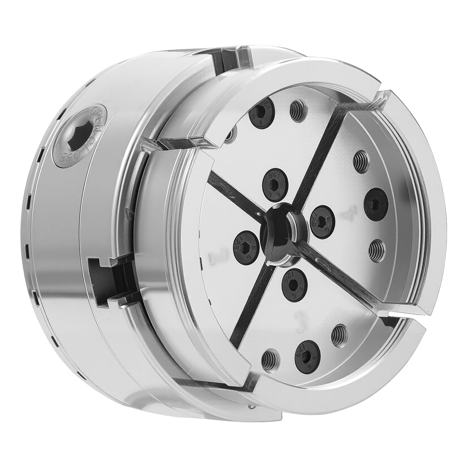 Mandrin de Tour à Bois 102 mm 4 Mors Autocentrant Engrenage Conique avec Adaptateur 1" x 8 TPI, Mâchoire Ronde et Étagée, Acier Finition Nickelée