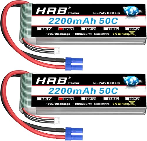 HRB 2 unids 3S 2200mAh Lipo Batería EC3 50C Shorty 11.1V RC Lipo Batería Compatible con RC Car RC Avión RC Camión RC Barco
