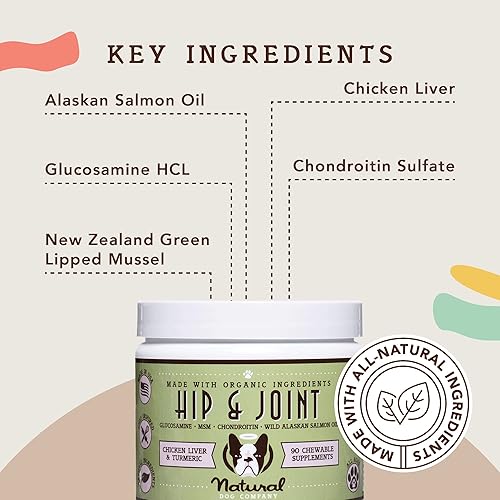 Miniatura 6 de Natural Dog Company Paquete de bienestar para perros, suplementos de piel y pelaje para perros, cadera y articulaciones y glucosamina para perros