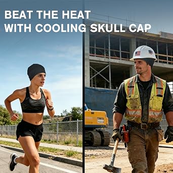 2-Pack Cooling Skull Cap for Women Men, Lightweight Beanie Running Hat, Breathable Sports Cycling Sweat Wicking Caps