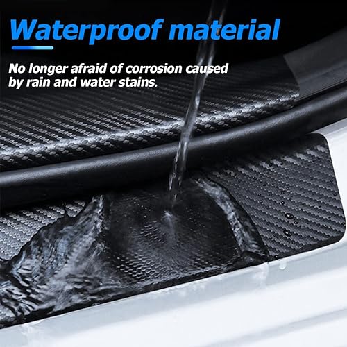 Miniatura 4 de AUCELI 4 protectores de umbral de puerta de automóvil y 1 protector de parachoques trasero, tiras de cubierta de fibra de carbono antiarañazos,