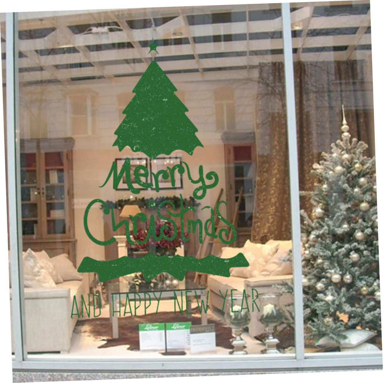 TOPBATHY 10 Hojas Vinilo decorativo árbol de navidad Adhesivo de ventana de árbol de Navidad pegatinas decorativas para ventanas adornos navideños christmas tree Decoración navideña