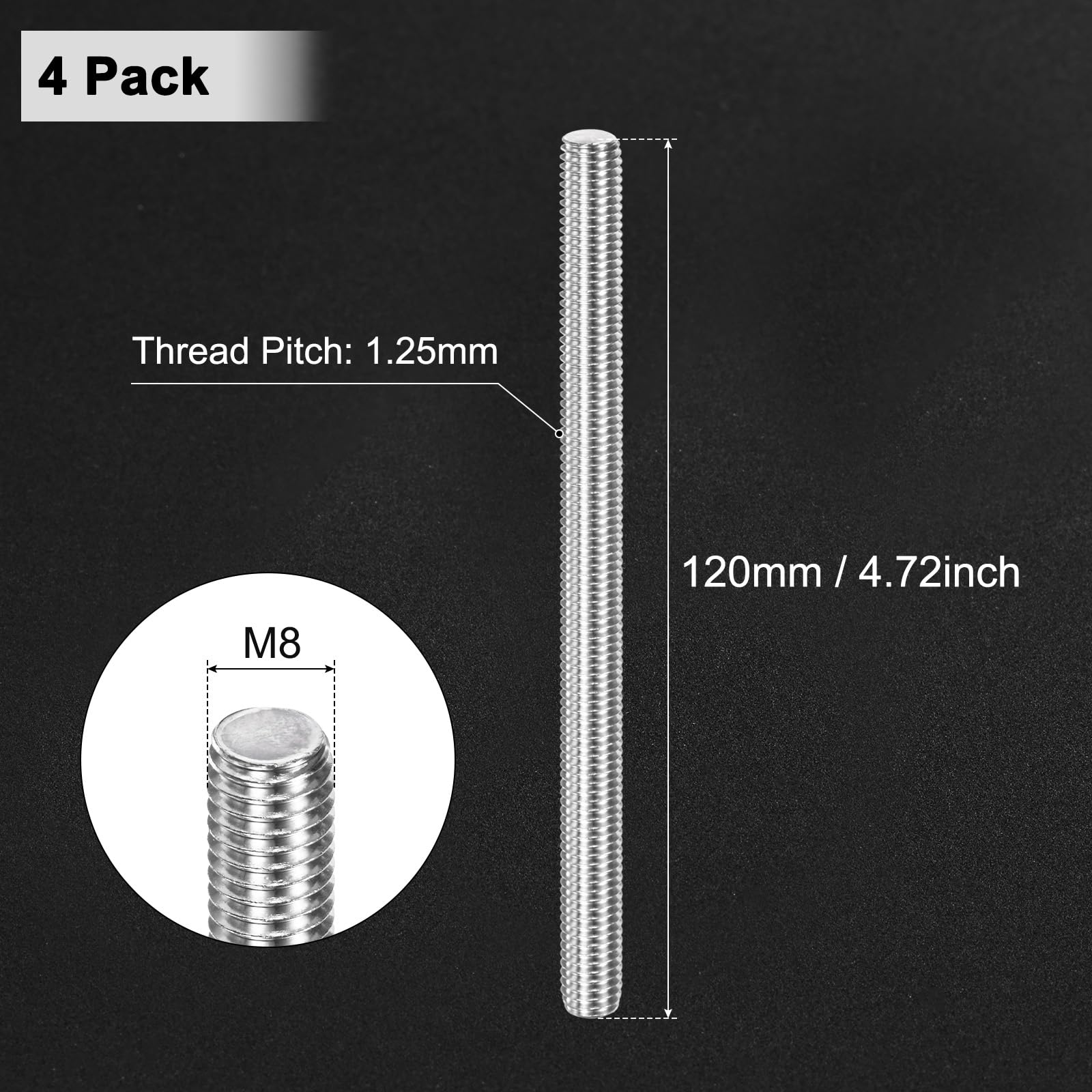 M METERXITY 4-Pack Fully Threaded Rod - Image 3
